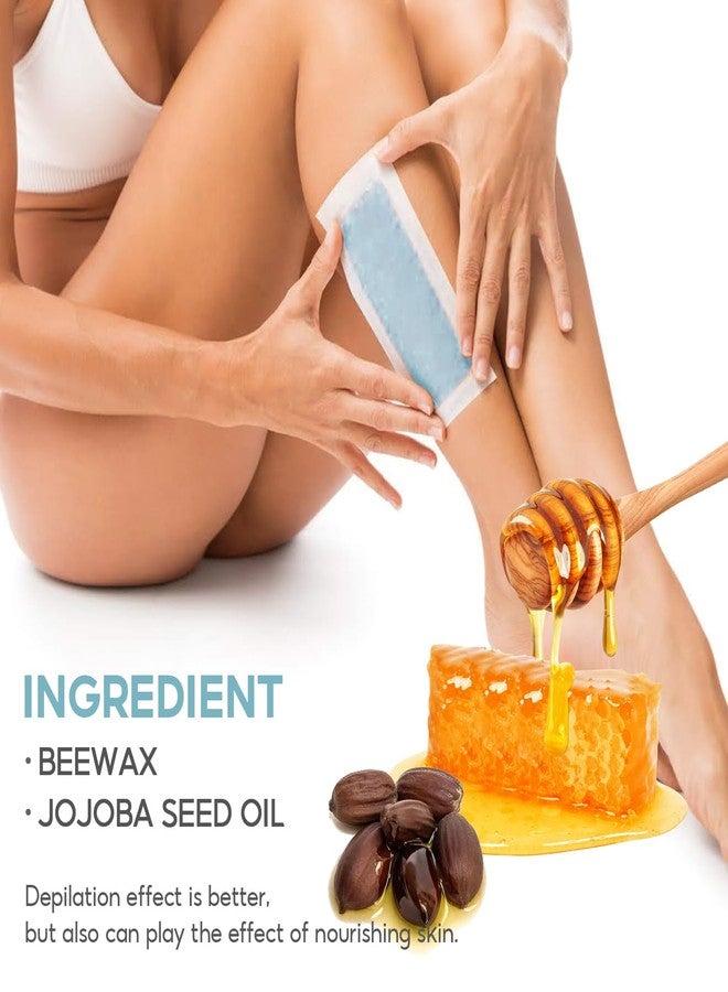 سوماكس شرائح شمع سوماكس لإزالة شعر البكيني، 40 شريحة شمع للوجه للنساء، شرائح شمع لإزالة شعر الجسم، 20 شريحة شمع مزدوجة الجوانب لمنطقة البكيني مع 6 مناديل مبللة بالزيت لجميع أنواع البشرة، أزرق - Image 2